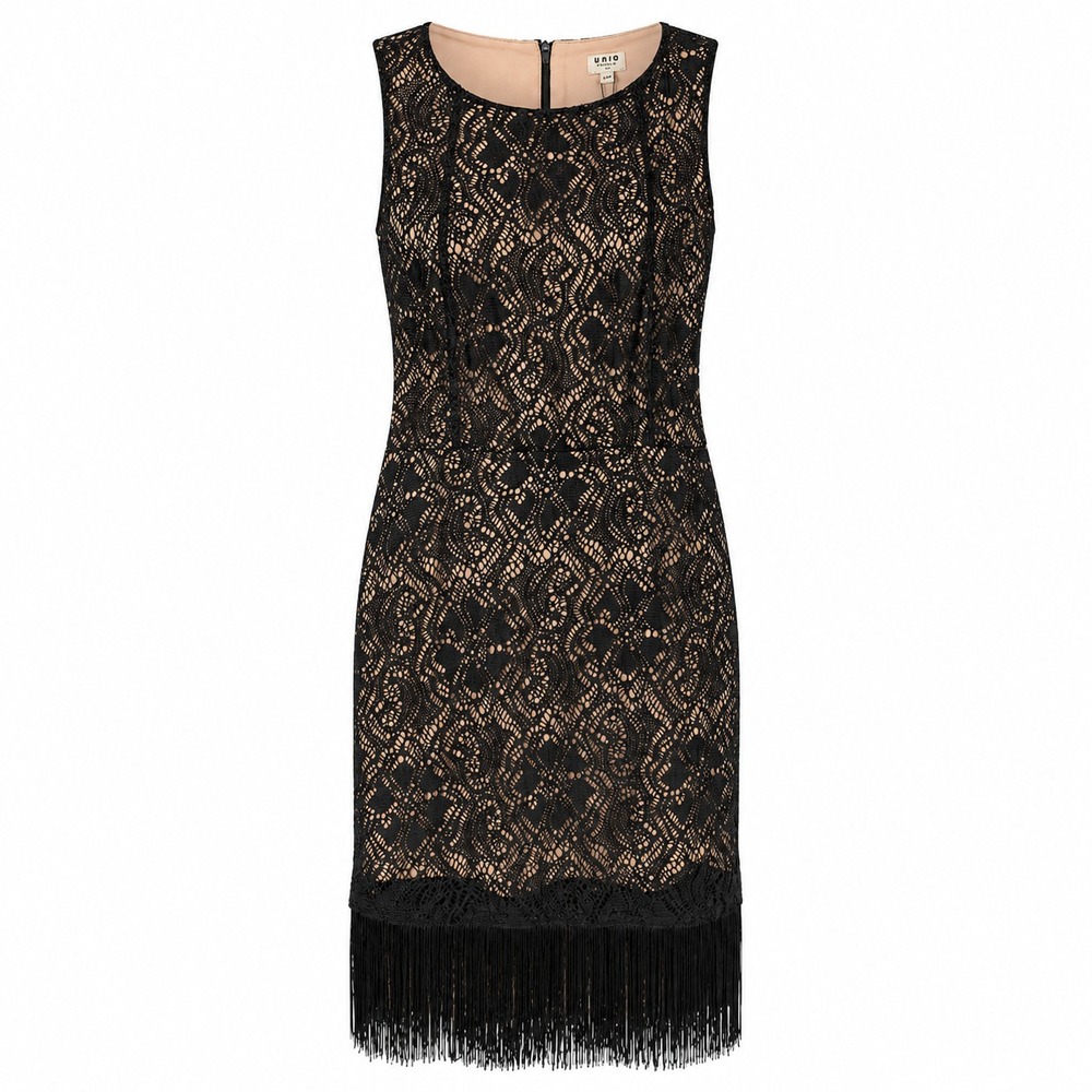 NWT Gatsby Flapper Fringe‎ Lace Cocktail Dress Women Size Small Old Hollywood